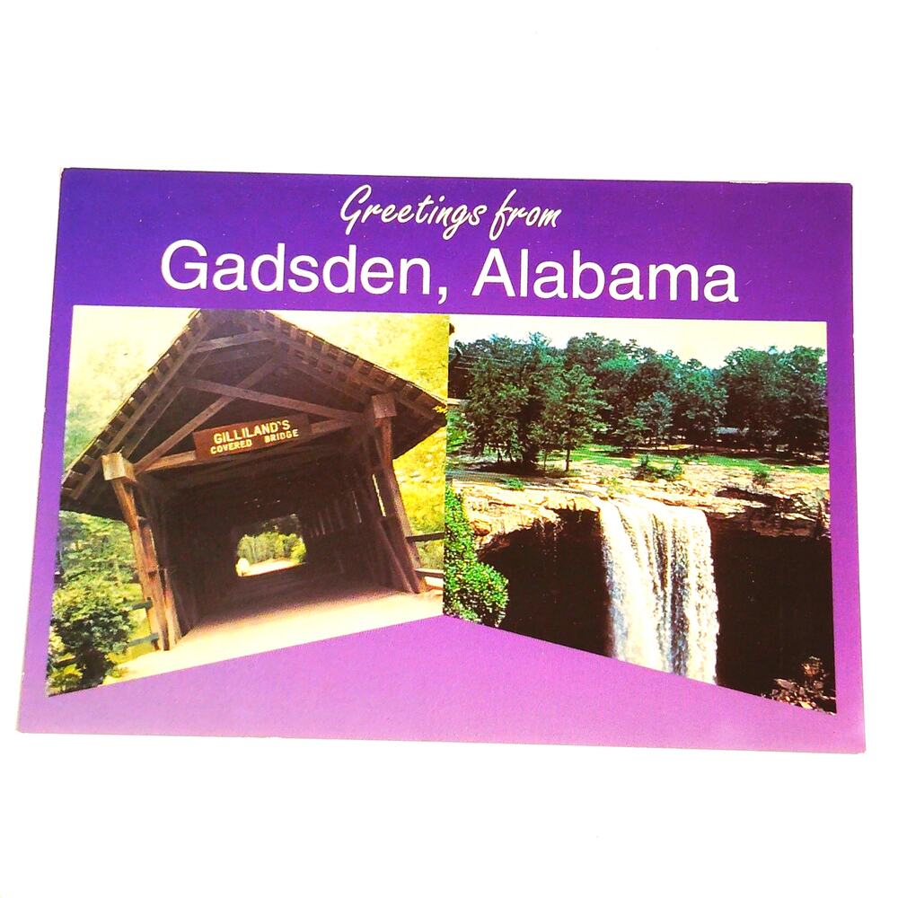 VTG Gadsden AL Multi‑View Postcard Gilliland Bridge Noccalula Falls NOS